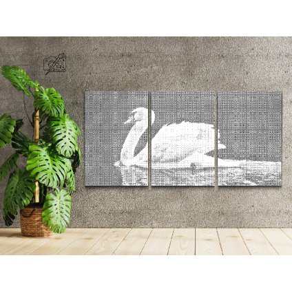Pictură cu puncte - Lebădă albă (set de 3)