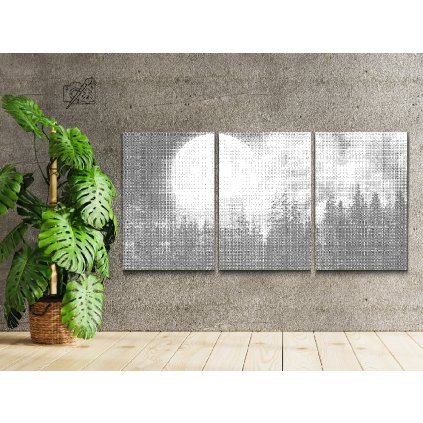 Pictură cu puncte - Pădure cu lună plină (set de 3)