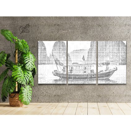 Pictură cu puncte - Golful Ha Long (set de 3)