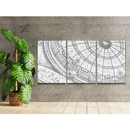 Pictură cu puncte - Tavan decorativ într-o cupolă (set de 3)