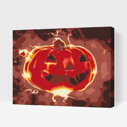 Pictură pe numere - Dovleac de Halloween