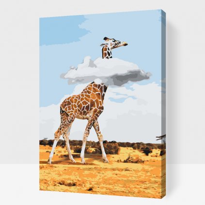 Pictură pe numere - Girafă cu capul în nori