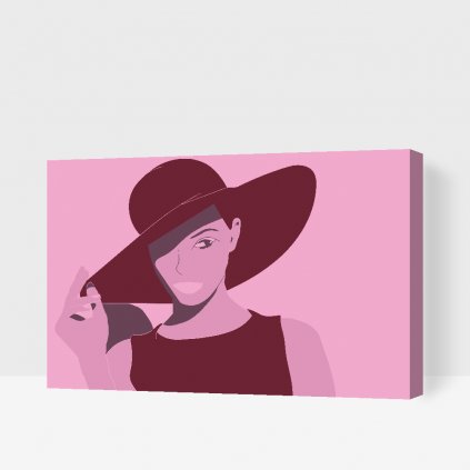 Pictură pe numere - Femeie mov cu pălărie