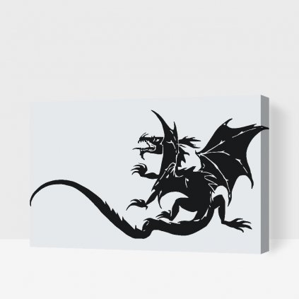 Pictură pe numere - Dragon alb-negru