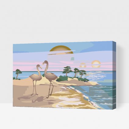 Pictură pe numere - Pelicani pe plajă