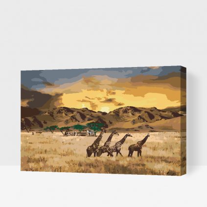 Picturi pe numere - Safari cu girafă