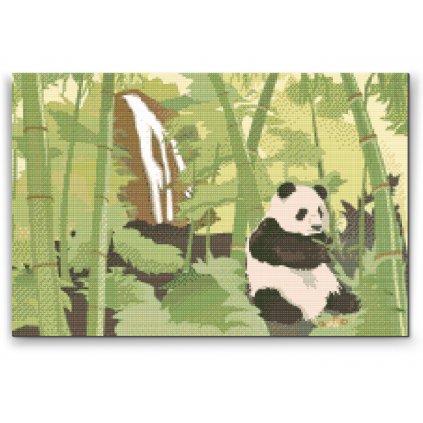 Goblen cu diamante - Urs panda în pădurea tropicală