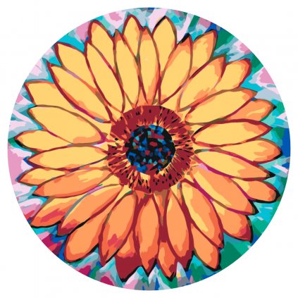 Picturi pe numere - Floarea soarelui colorată