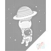 Pictură cu puncte - Astronaut cu un con de planete