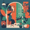 M11_Goblenuri_cu_diamante_-_Ilustrație_-_Femeie_în_apartament