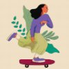 M11_Goblenuri_cu_diamante_-_Ilustrație_-_Femeie_pe_skateboard