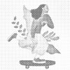 M11_Pictură_cu_puncte_-_Ilustrație_-_Femeie_pe_skateboard