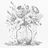 M11_Pictură_cu_puncte_-_Flori_mov_în_vază_de_sticlă