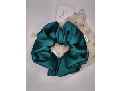 Scrunchie - smaragdová L