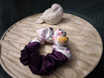 Scrunchie - DUO MIDI RŮŽOVÁ ZAHRADA | FIALOVÁ