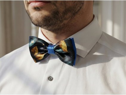 Elegantní saténový motýlek - temný les | modrošedá