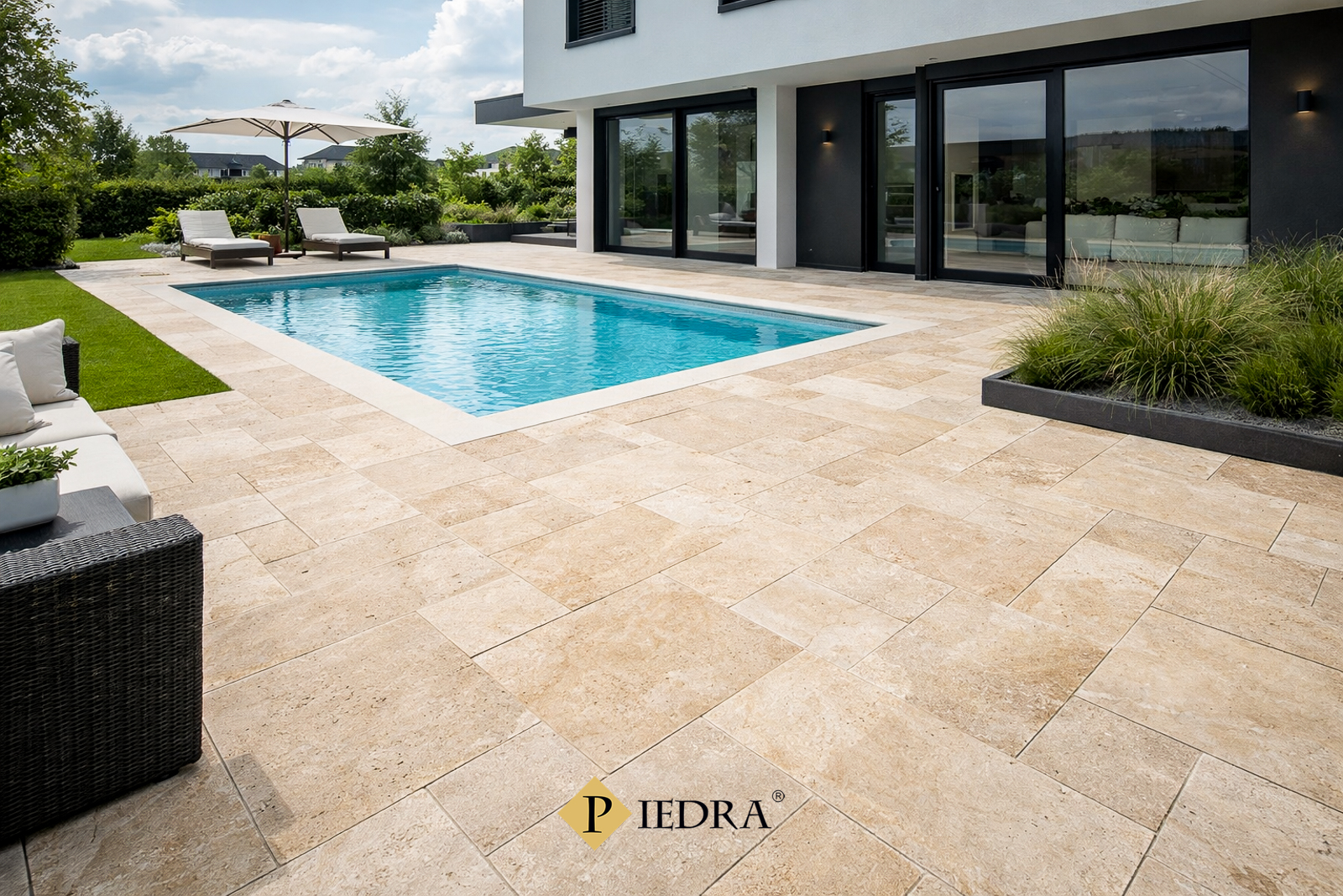 Trawertynowe płytki wewnętrzne i zewnętrzne