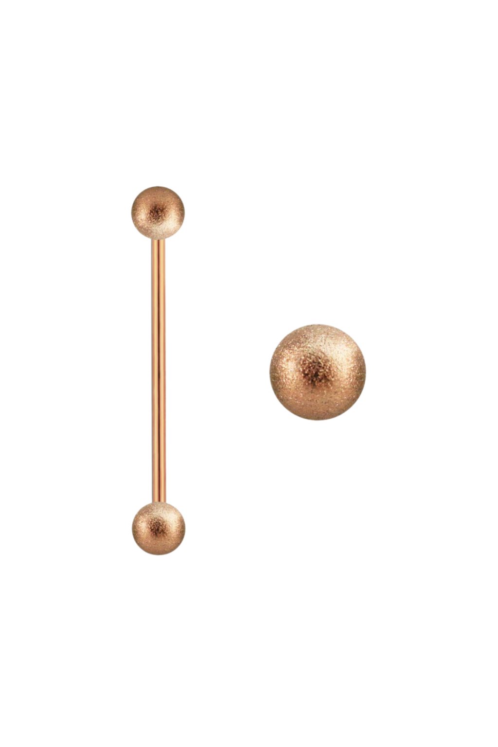 Rosegold Industrial piercing s kuličkami