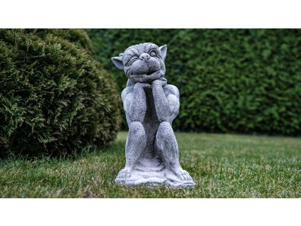 Steinfigur Gartenfigur Gargoyle Hanki 32x15 875
