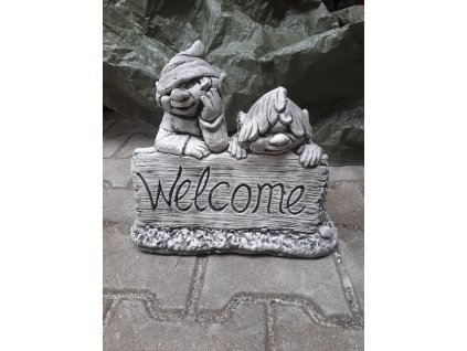 Steinfigur Gartenfigur Welcome Duo 30x30cm 1125kč