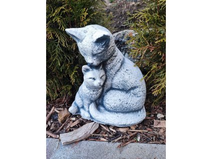 Steinfigur Gartenfigur Katzenfamilie 26x22 850