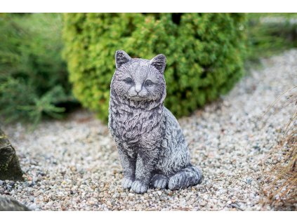 Zahradní betonová dekorace Kočka - sedící