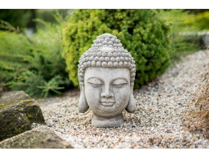 Zahradní betonová dekorace Hlava Buddhy