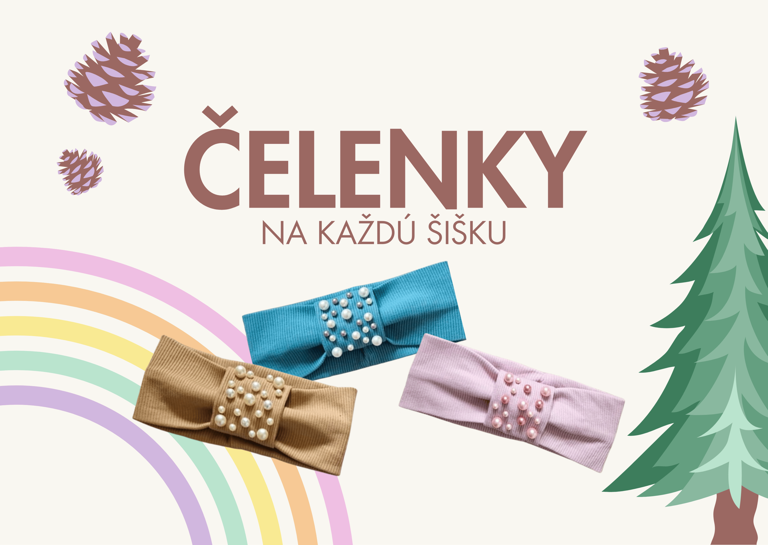 Čelenky s perličkami od PiGido - ružová, modrá a béžová