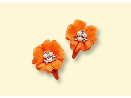 Sponky oranžové s perličkami