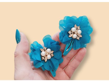 Sponky smaragdové s perličkami