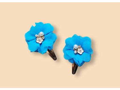 Sponky modré s kvietkom
