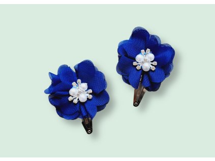 Sponky tmavo-modré s perličkami