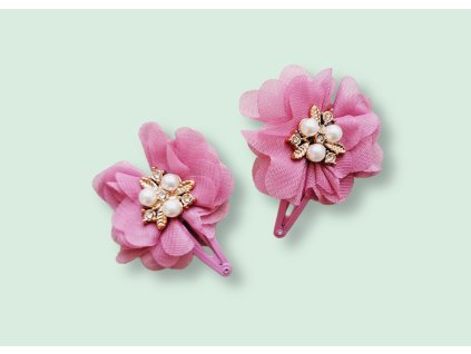 Sponky staro-ružové s perličkami