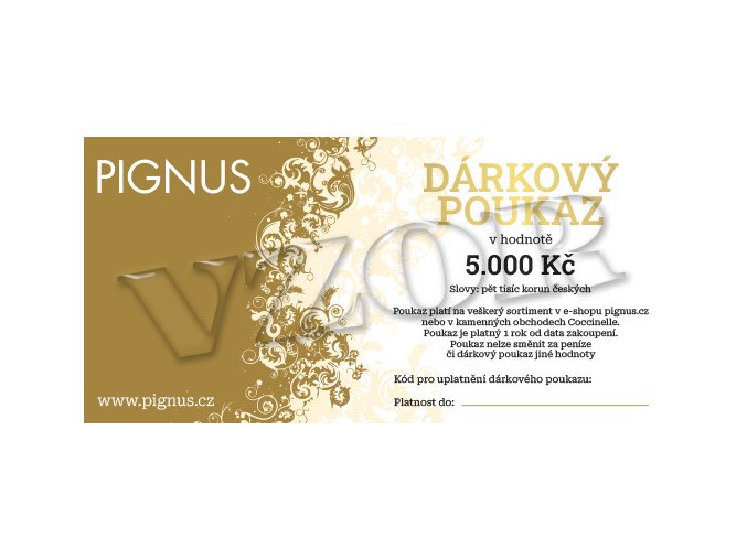 PIGNUS darkovy poukaz vzor 5000