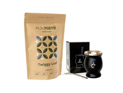 vyhodny set yerba mate pijumate twiggy leaf sada nerezova kalabasa un mate cerna bombilla stetecek
