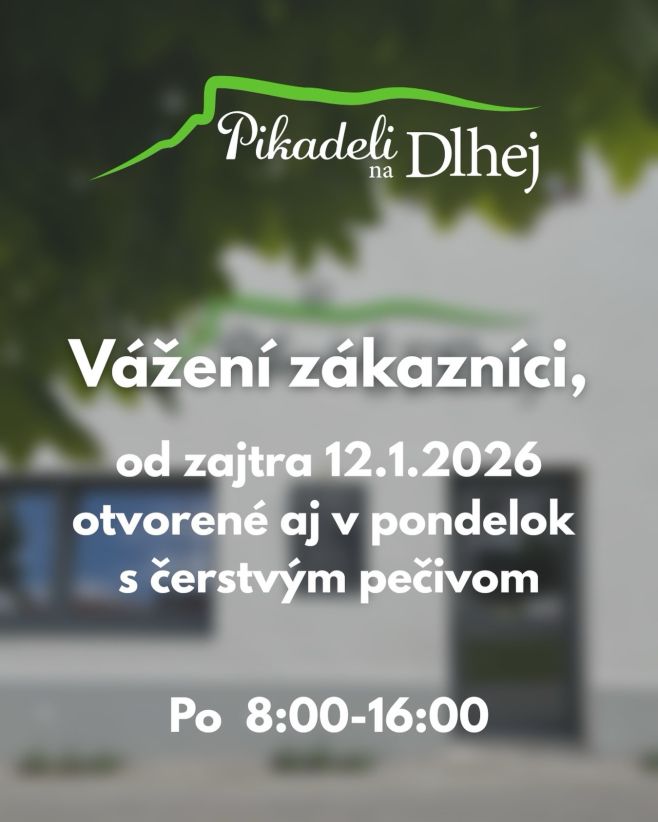 🍞🥖 🕒 Navštívte nás: Po: 8:00 – 16:00 Ut: 8:00 – 16:00 St: 8:00 – 16:00 Št: 8:00 – 16:00 Pi: 8:00 – 17:00 So: 9:00 – 13:00...