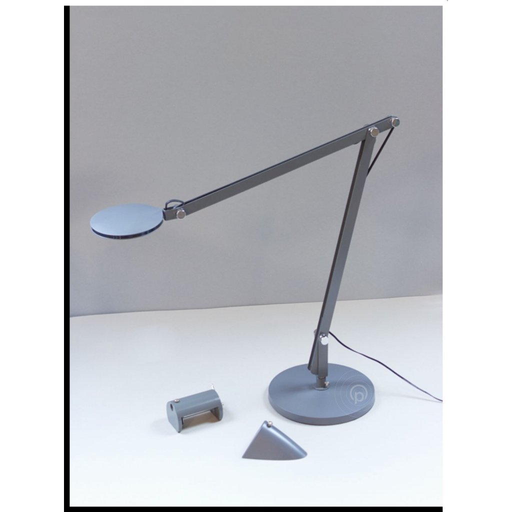 Stolní pracovní lampa v šedé barvě LED s nastavitelným ramenem