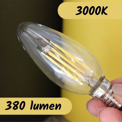 E14 LUXE 4W 3000K žárovka patice 380lumen svíčka čirá