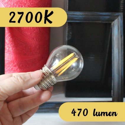 Žárovka E27 golf led 470lumen 2700K skleněná obchod svitidla pikomal