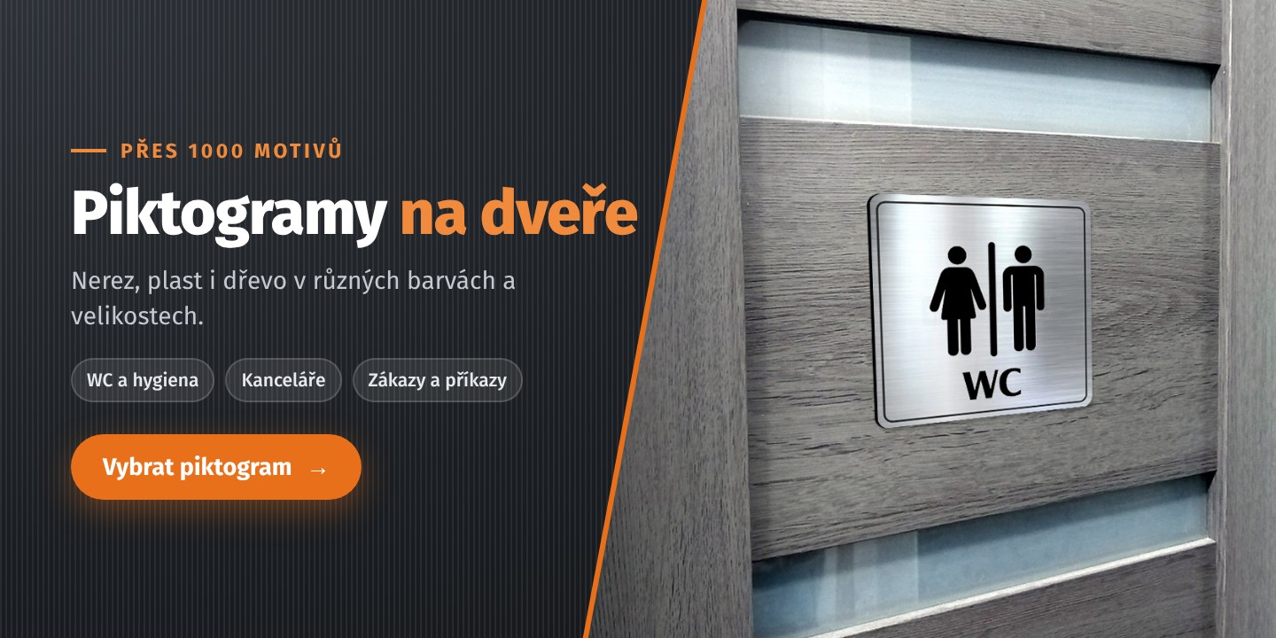 Nerezový piktogram WC na dveřích – přes 1000 motivů piktogramů v různých barvách a velikostech