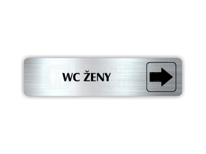 Cedule wc ženy šipka do prava – plast (piktogram)