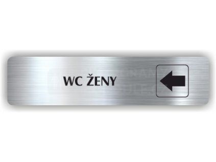 Cedule wc ženy šipka do leva – plast (piktogram)