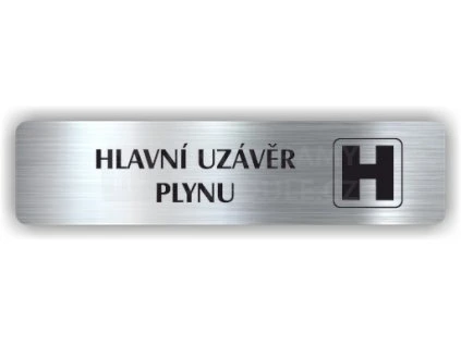 Cedule hlavní uzávěr plynu – plast (piktogram)