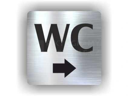 Cedule wc šipka do prava – plast (piktogram)