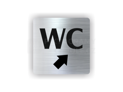 Cedule wc šipka v pravo nahorů | Piktogram (čtverec)