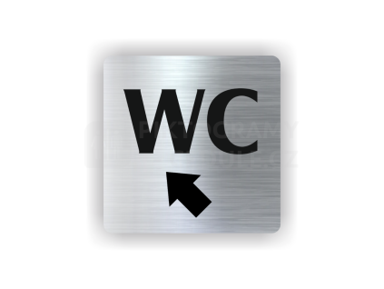 Cedule wc šipka v levo nahorů | Piktogram (čtverec)
