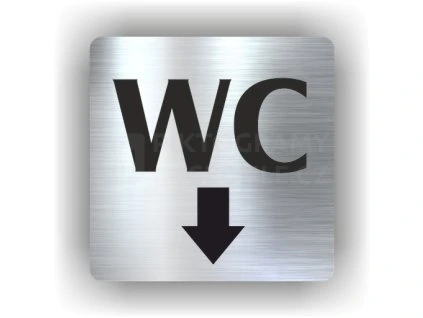 Cedule wc šipka dolů – plast (piktogram)