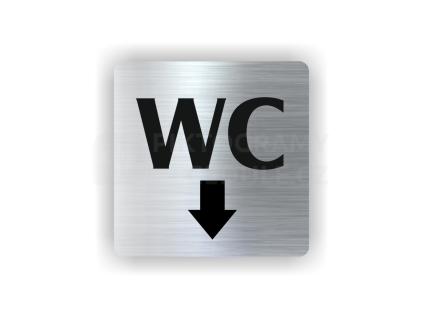 Cedule wc šipka dolů | Piktogram (čtverec)