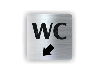 Cedule wc šipka v levo dolů | Piktogram (čtverec)
