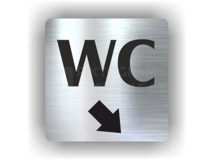 Cedule wc šipka v pravo dolů – plast (piktogram)